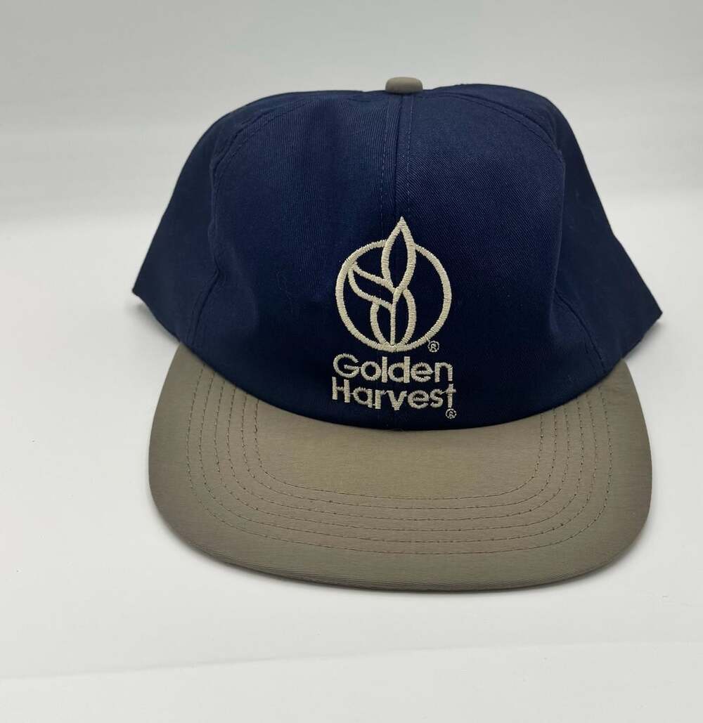 Golden Harvest Vintage Snapback Hat Blue Tan